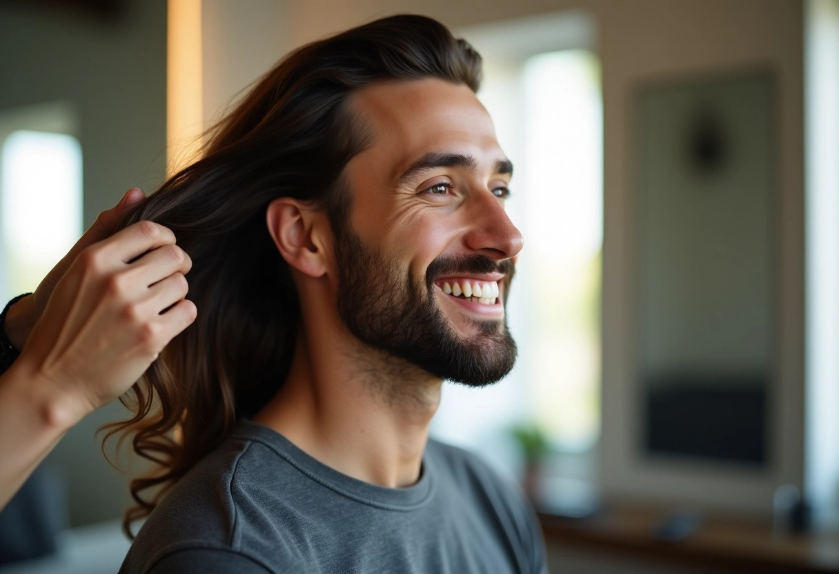 cheveux longs homme